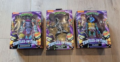 NECA TMNT Turtles in Time Shell Shock, Shredder, Slash Lot BRAND NEW