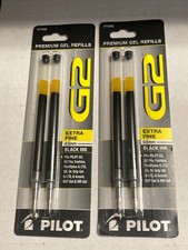 77232 Pilot G2 Gel Rollerball Pen Refill, Ex Fine 0.5mm, Black Ink, 2 Packs of 2