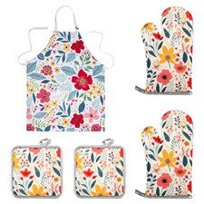 5 Pcs Kitchen Stuff , Kitchen Oven Mitts and Pot Holders Sets with Cooking Ki...