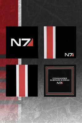 Bioware Mass Effect N7 Coaster Set (New in box, Factory Sealed) Rare OOP