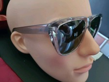 Gucci Unisex Sunglasses W Case Pouch Cloth New Clear Grey, Green Lens Authentic