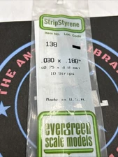 Evergreen Scale. Polystyrene Strips. 14" 138 .030 X .188 (10)