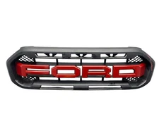 2019-2023 Ford Ranger Front Upper Grille Red Logo |Gloss Black *CRACKED+SCRATCH*
