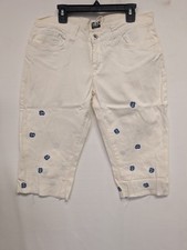 DOLCE & GABBANA White Distressed Cotton Denim Shorts 30/44 Italy Embroidered 6-8