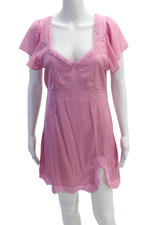Love Shack Fancy Women Pink Slip Dress V-Neck Sleeveless Short Size 8