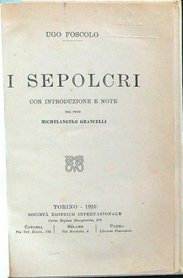 DIE GRÄBER FOSCOLO SECHS 1921 \ GEBUNDEN