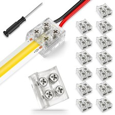 RESHAKE 15 Pack LED Strip Connectors 2 Pin 8mm Solderless, to Wire