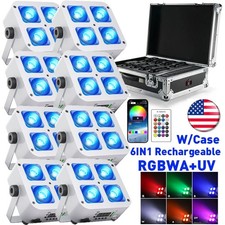 Rechargeable Stage Par Light Wireless 4LED RGBWA UV Uplights DJ Battery DMX APP