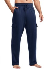 Men's Cargo Sweatpants Cotton with Pockets Lightweight Men's Loose Fit Cargo ...