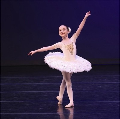 Ivory Girls Short Sleeve Ballet Tutu Dress Gold Appliqué Velvet Lace Tulle