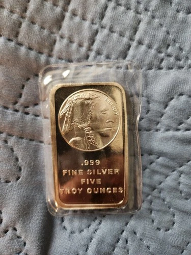 5 oz. Silver Silvertowne Buffalo Bar .999 Fine Silver