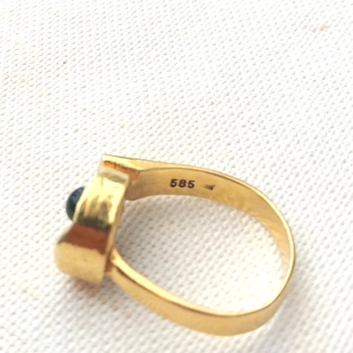 Edler Grüner Vintage Turmalin Ring 585 Gold Handarbeit Weite 56 80er Jahre - Bild 3 von 4