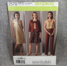 Simplicity 2570 Misses Pants Skirt Jacket Dress Top Sew Stylish Size 14-22 Uncut