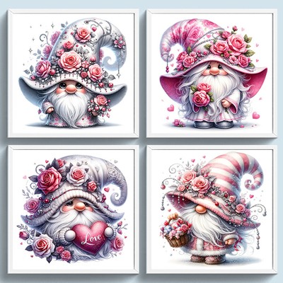 Vollständige Stickerei Öko-Schnitt-Cotton-Thread 11CT Printed Rose Gnome Quersti