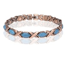 Copper Magnetic Link Turquoise Stone Bracelet - Arthritis Pain Relieve Bracelet