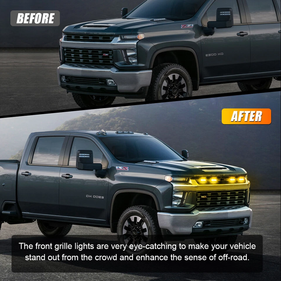 4 luces LED de rejilla de lente ámbar estilo Raptor para Toyota Tacoma 2016-2018 Foto 4 de 4