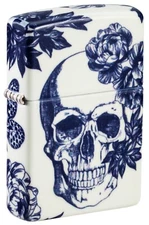 Zippo Lighter: Skull and Flowers, Glow-in-the-Dark - 540 Color 46037