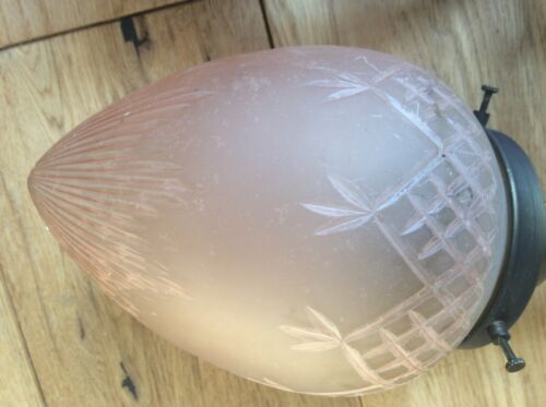 Vintage Art Deco Style Bronzed Brass Wall Light Lamp Pink cut Glass Shade - Picture 5 of 12