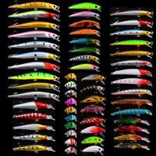 56pcs Plastic Top Fishing Lures Minnow Popper Crank Fishing Tackle Hard Baits