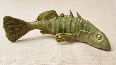 Ca 1993 Ton Fsh Kunstwerk Skulptur   Handarbeit Keramik   Keramik Fisch Kunst *