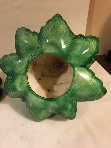 Árbol de Navidad iluminado de cerámica, 2 piezas, 16", molde atlántico pintado a mano y rebaño - Imagen 8 de 12