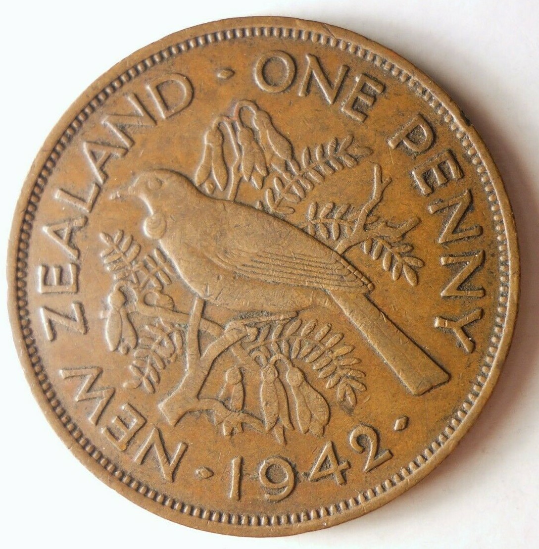 1942 NEW ZEALAND PENNY - AU - Great Coin - FREE SHIP - New Zealand
