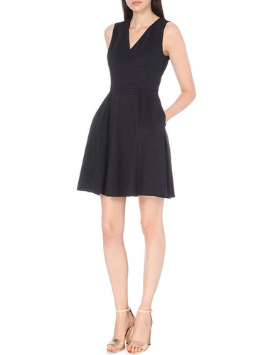 TED BAKER rib knit fit&flare full circle skirt skater dress wedding party 3 12 M - Picture 7 of 12
