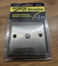 Power Pro Brushed Steel Single Isolated Satellite Outlet PPSKSAT-BS