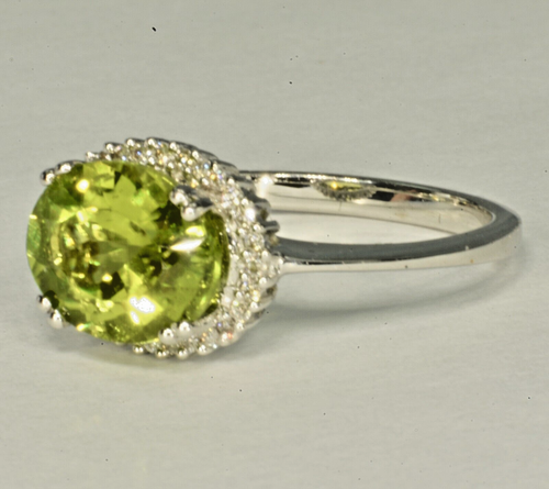 18k Solid Gold Natural Peridot Natural Diamond Ring Oval Tailored - Picture 14 of 14
