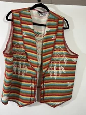 Rhonda Stark USA Vest Wool Blend Vintage Blanket Southwest Americana Size XL  41