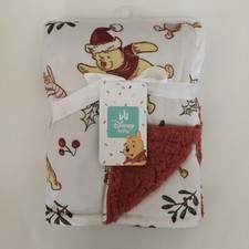 NEW Disney Baby Blanket Winnie the Pooh and Piglet Reversible Sherpa Christmas