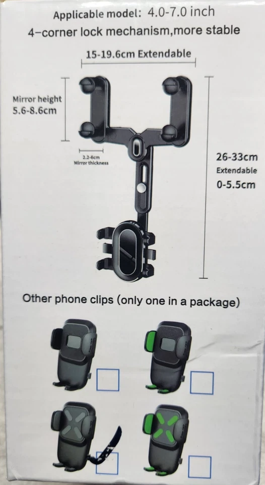 Rearview Mirror Phone Holder for Car,360°Rotatable and Retractable Multifunct... - Image 4 of 4