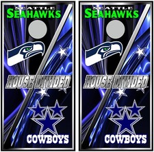 seahawks  cowboys house divided 0496 cornhole board vinyl wraps