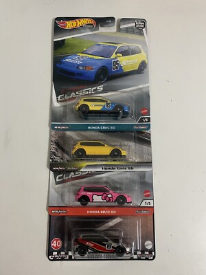 5台セット　ホットウィール　モダン クラシックス　HONDA CIVIC EG Amazon.com: Hot Wheels HKC67 Car Culture Modern Classics - Honda