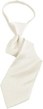 Kid's Solid 11 inch Zipper Tie - Off White