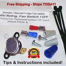 RV Refrigerator Cooling Fan ON/OFF Switch 115ºF Thermostat - Ships TODAY!