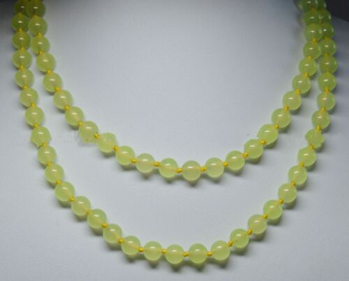 AAA Natural 36 inches 8mm Prehnite Light Green Jade Gems Round Beads Necklaces - Picture 1 of 24