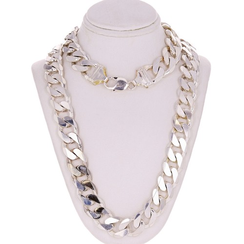925 Sterling Silber massive kubanische Gliederkette Halskette 15 mm 34" 289 Gramm - Bild 3 von 3