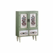 Vintage Floral Jewelry Cabinet Double Door for Dresser Top, Living Room