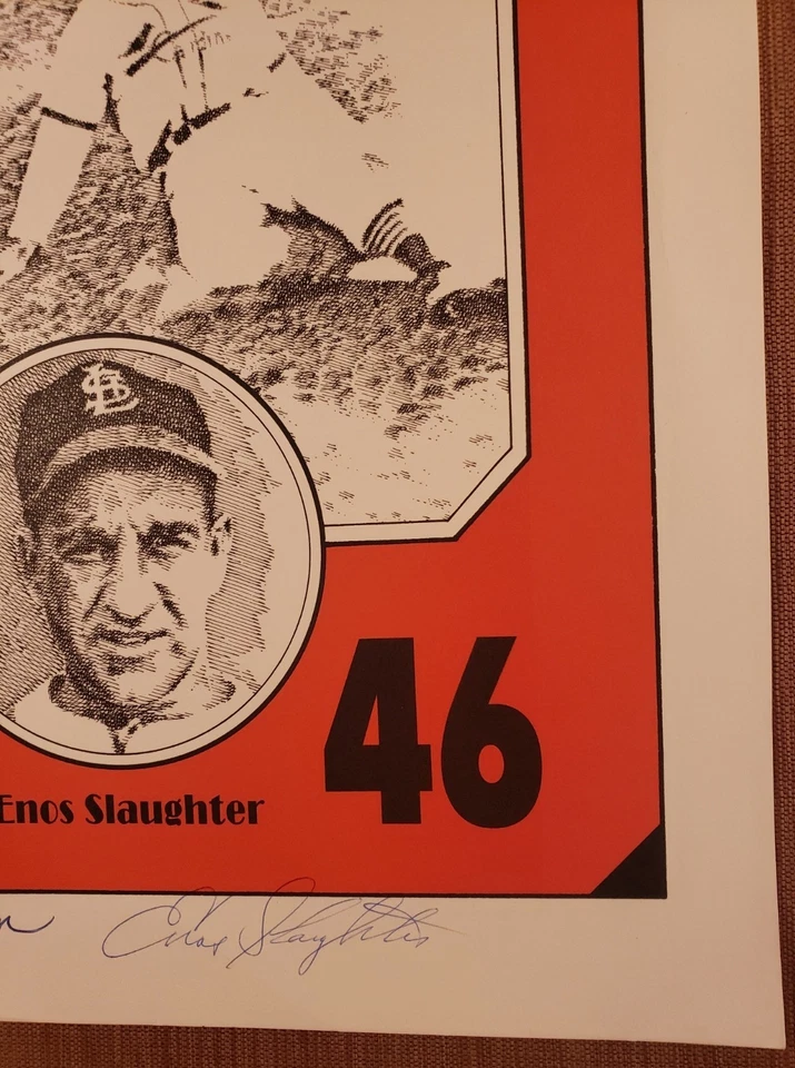 Enos Slaughter Auto St. Louis Cardinals Vintage Baseball 11x15.5 Photo JSA HOF - Image 4 of 4
