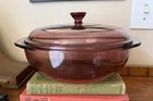 Vintage Pyrex 024 2 Qt Cranberry Round Casserole Dish with Lid