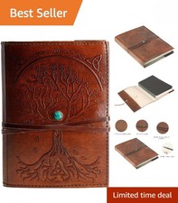 Luxury Brown Leather Journal 7x5 with Sturdy Binding - Perfect for Daily Notes