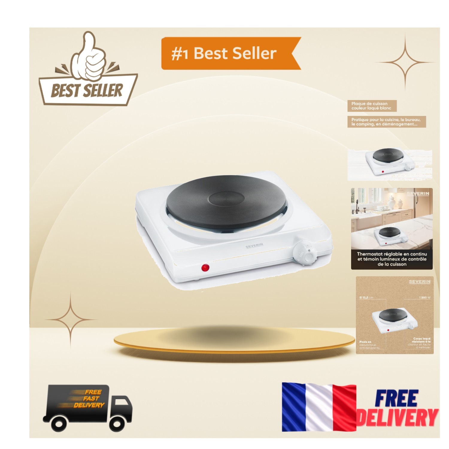 Plaque de cuisson 1500W à thermostat réglable réchaud fonte