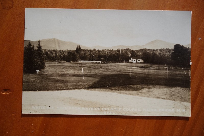 White Mts seen from Wayside Inn Golf Course, Pierce Ridge NH postcard rppc