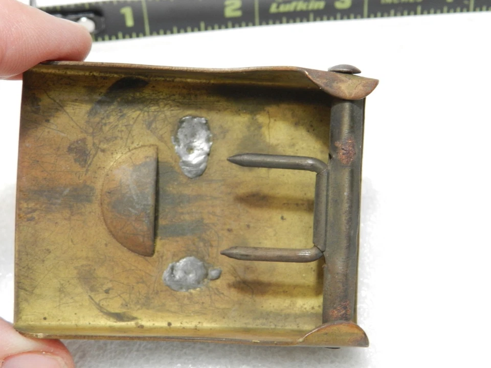 Hebilla de cinturón de latón original alemana de la Segunda Guerra Mundial SA EM/NCO (A21JJ?) Foto 4 de 4