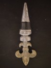 Vintage Brass Fleur de Lis bottle stopper natural patina — photo 1