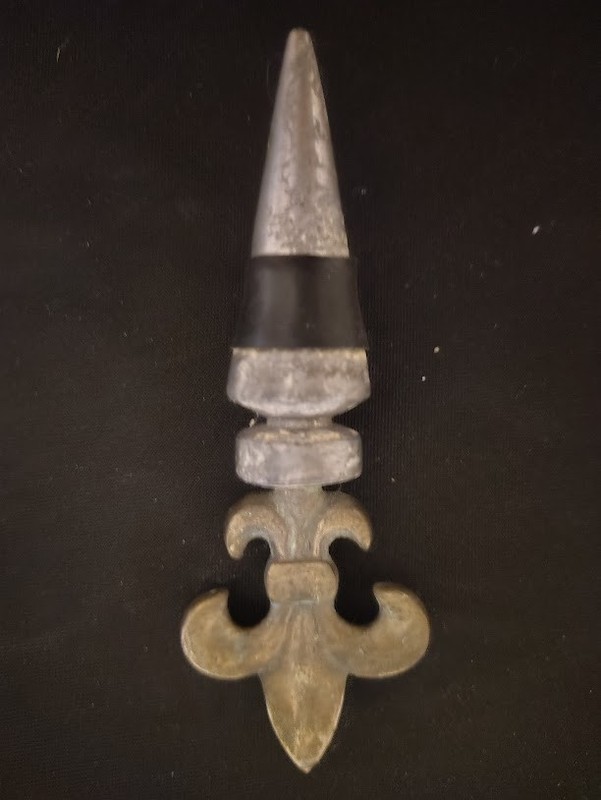 Vintage Brass Fleur de Lis bottle stopper natural patina