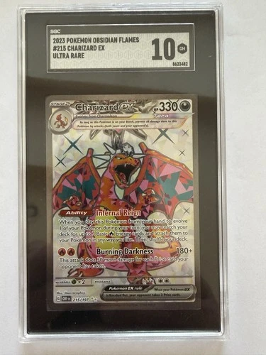 Charizard ex 215/197 Ultra Rare Holofoil SGC 10 GM 2023 Pokemon Obsidian Flames