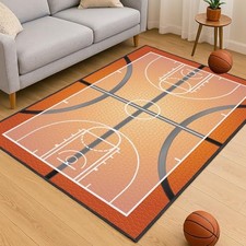 Basketball Rug for Bedroom,3'x5' Non-Slip Sports Rugs, Basketball Court Rug