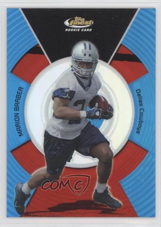2005 Topps Finest Blue Refractor /299 Marion Barber III #150 Rookie RC i6j